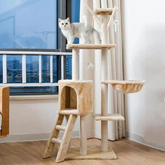 Cat Tree Scratching Post Gym House Condo Scratcher Furniture Tower - Grey-Black