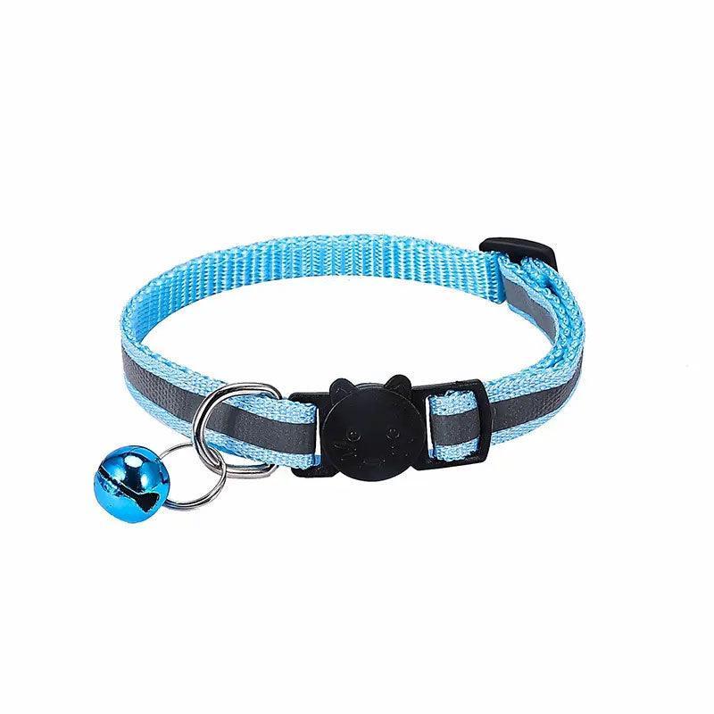 Reflective Cat Collar with Breakaway Buckle and Bell Adjustable for Small Pet Use - Shiny Green