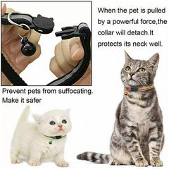 Reflective Cat Collar with Breakaway Buckle and Bell Adjustable for Small Pet Use - Black