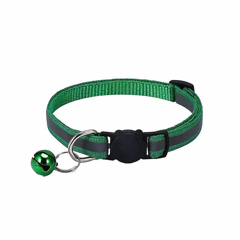 Reflective Cat Collar with Breakaway Buckle and Bell Adjustable for Small Pet Use - Black