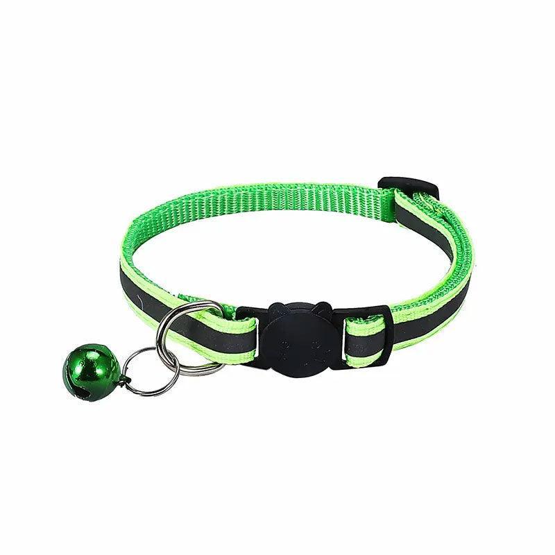 Reflective Cat Collar with Breakaway Buckle and Bell Adjustable for Small Pet Use - Black
