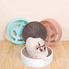 2In1 Cat Scratching Board Round Cat Scratcher Pad Lounge Bed Bowl Pet Sofa House - Pink