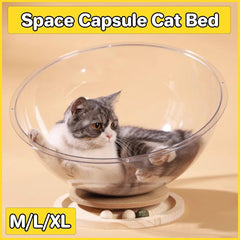 Four Seasons Acrylic Space Capsule Cat Bed Semi-closed Cool Nest Turntable Toy - XL