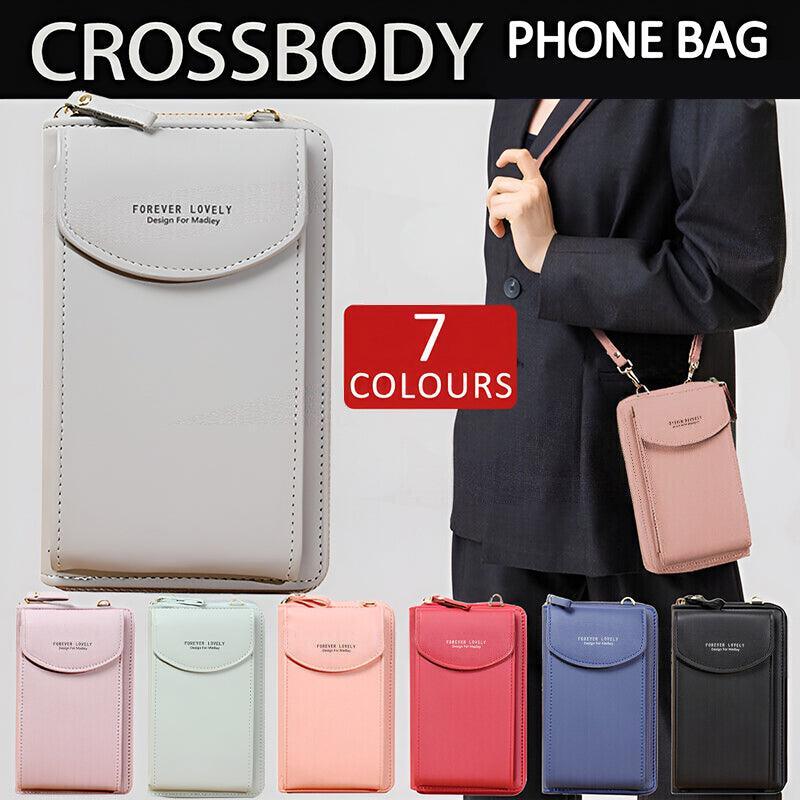 Women Pouch Bag Mobile Phone Bag Pu Leather Crossbody Purse Wallet Shoulder Bag - Navy