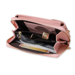 Women Pouch Bag Mobile Phone Bag Pu Leather Crossbody Purse Wallet Shoulder Bag - Navy