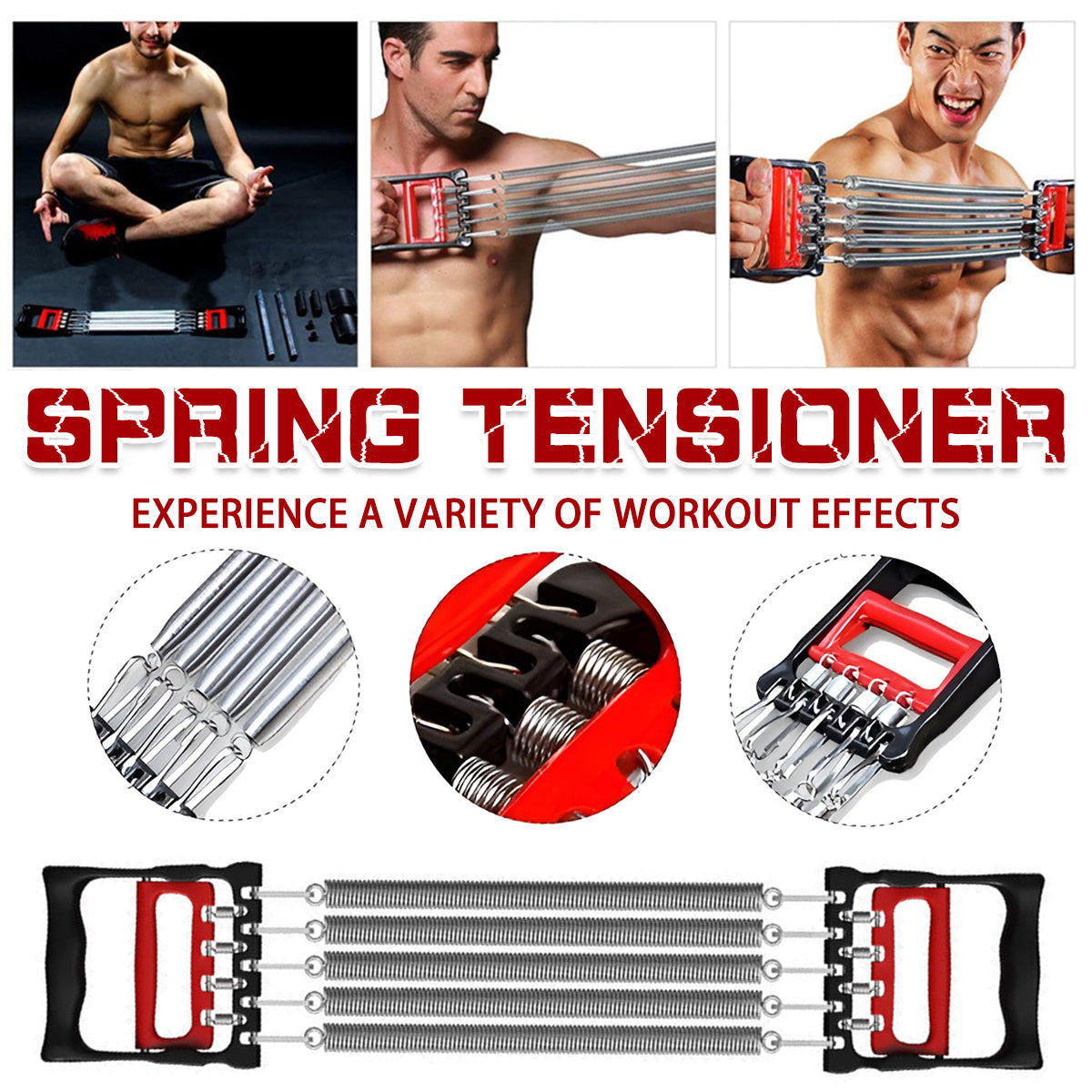 Mens Chest Expander Resistance Bands Pedal Puller Home Gym Workout Equipment