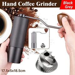 Hand Crank Coffee Grinder for Home Travel Stainless Steel Durable Easy Clean - Black