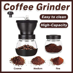 Manual Coffee Bean Grinder Glass Hand Crank Portable Grinding Mill for Home Use