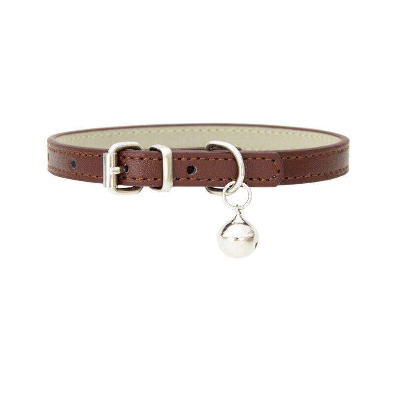 Adjustable PU Leather Cat Collar with Bell Breakaway Buckle 9 Colours - Pink