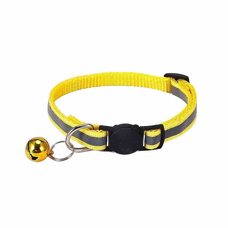 Reflective Cat Collar with Breakaway Buckle and Bell Adjustable for Small Pet Use - Apple Green