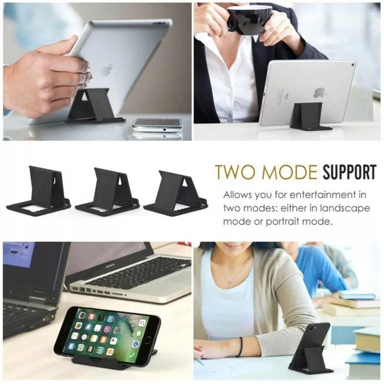Universal Foldable Tablet and Phone Stand Adjustable Portable Desk Holder - Black