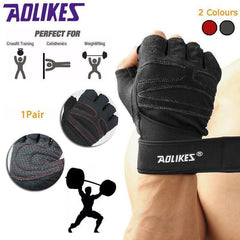 XL Size Aolikes Weight Lifting Gloves Gym Bodybuilding Fitness Workout Cycling Crossfit - One Pair Red
