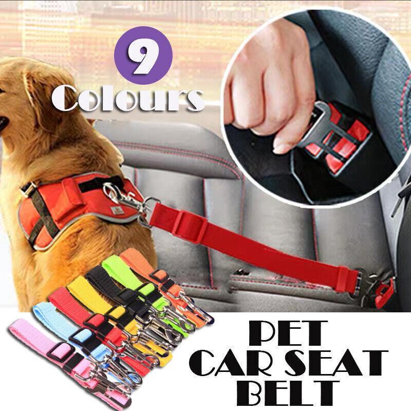 Adjustable Pet Harness Lead for Car Travel with Clip Attachment Nylon Restraint Strap - Orange
