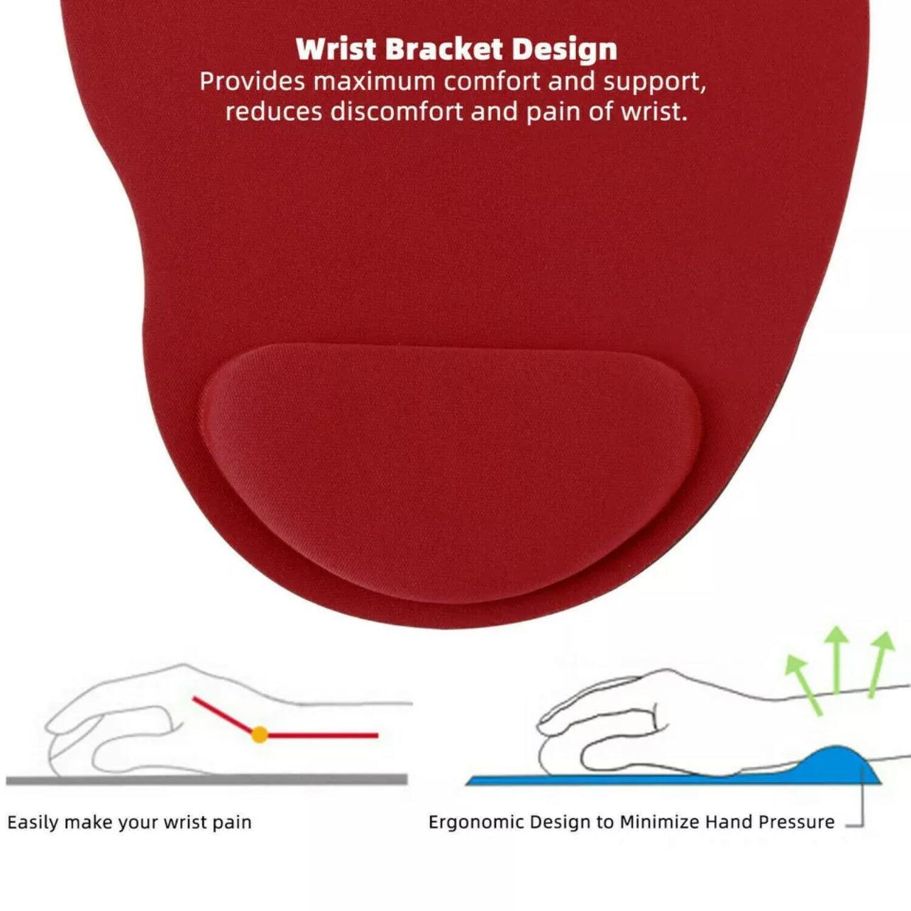 Comfort Mouse Pad with Built In Wrist Support Non Slip Ergonomic Mice Mat - Pink