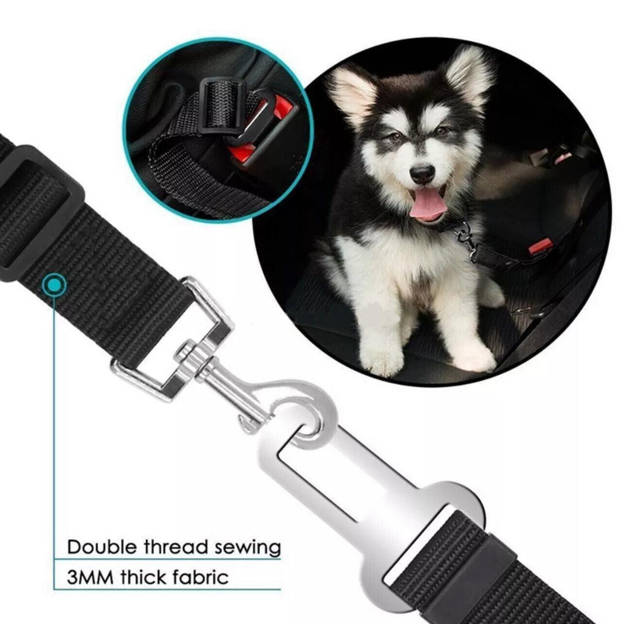 Adjustable Pet Harness Lead for Car Travel with Clip Attachment Nylon Restraint Strap - Red