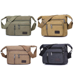 Multi Layer Canvas Crossbody Bag Casual Shoulder Bag for Travel Messenger Bag - Green
