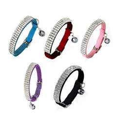 Suede Adjustable Pet Collar with Rhinestone for Cat Puppy 5 Colours Quick Release - Purple