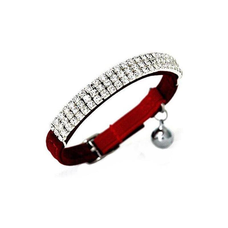 Suede Adjustable Pet Collar with Rhinestone for Cat Puppy 5 Colours Quick Release - Purple