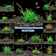 Aquarium Landscaping Decoration Artificial Wood and Plants Fish Tank Ornament - CM2201-Dark Red