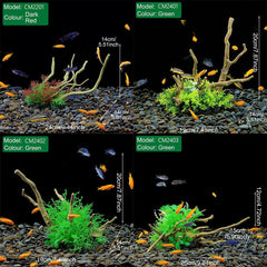 Aquarium Landscaping Decoration Artificial Wood and Plants Fish Tank Ornament - CM2201-Dark Red