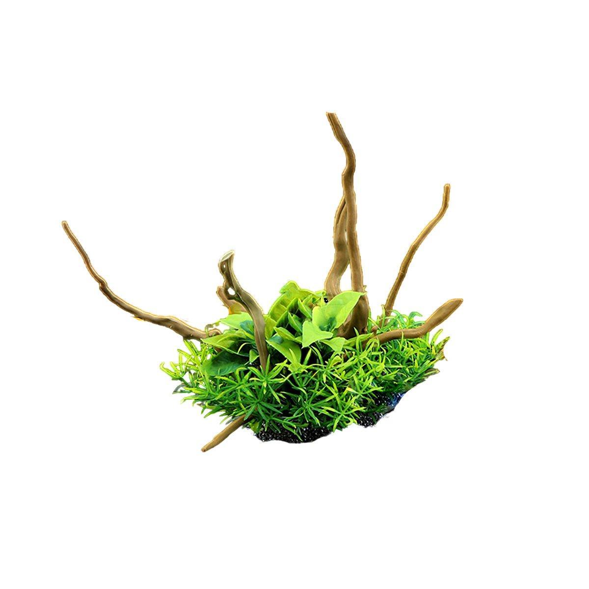 Aquarium Landscaping Decoration Artificial Wood and Plants Fish Tank Ornament - CM2201-Dark Red