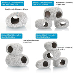 Clay Pot Aquarium Decoration Shrimp House Cichlid Breeding Tank Fish Nest - Double Hole