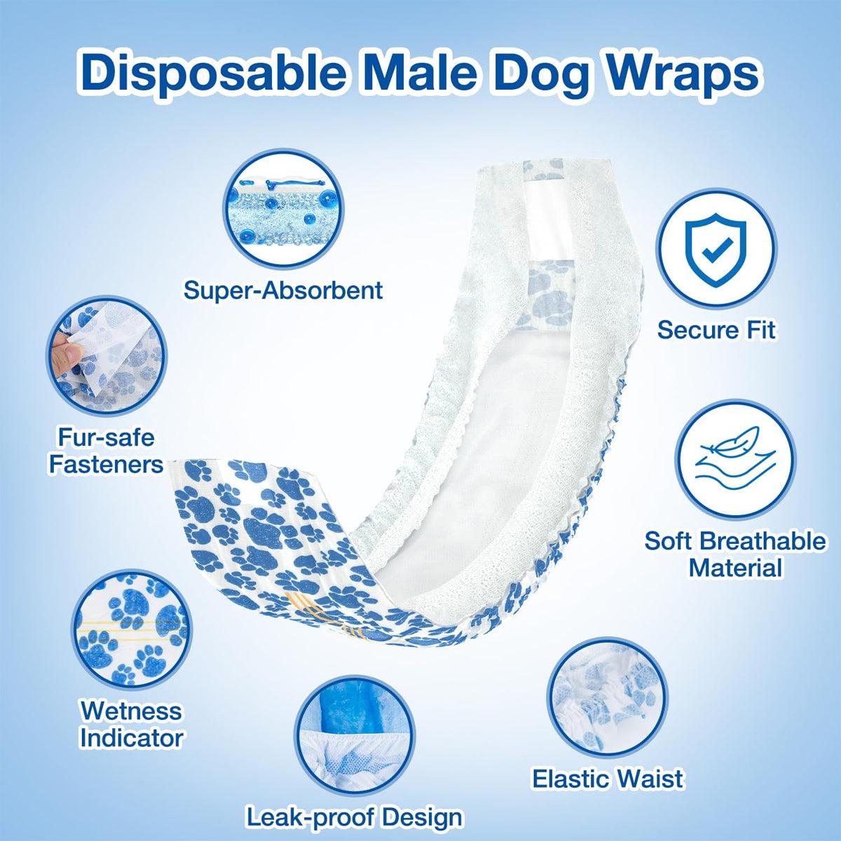 Disposable Female Dog Diapers Leakproof Breathable with Colour Indicator - XL 38-58cm