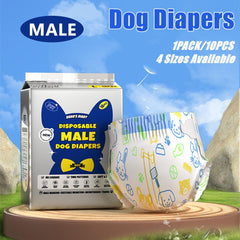 Male Disposable Dog Diapers Leakproof Breathable with Colour Indicator - XS 14-33cm