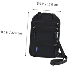 Multi-Functional Travel Passport Document Bag Protective Case Cover Holder - Black