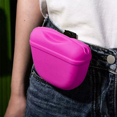 Dog Training Treat Bag Silicone Pet Pouch with Clip Waist Belt Snack Holder - Green