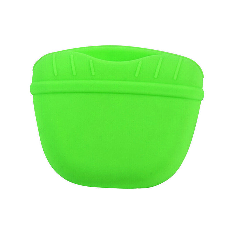 Dog Training Treat Bag Silicone Pet Pouch with Clip Waist Belt Snack Holder - Green