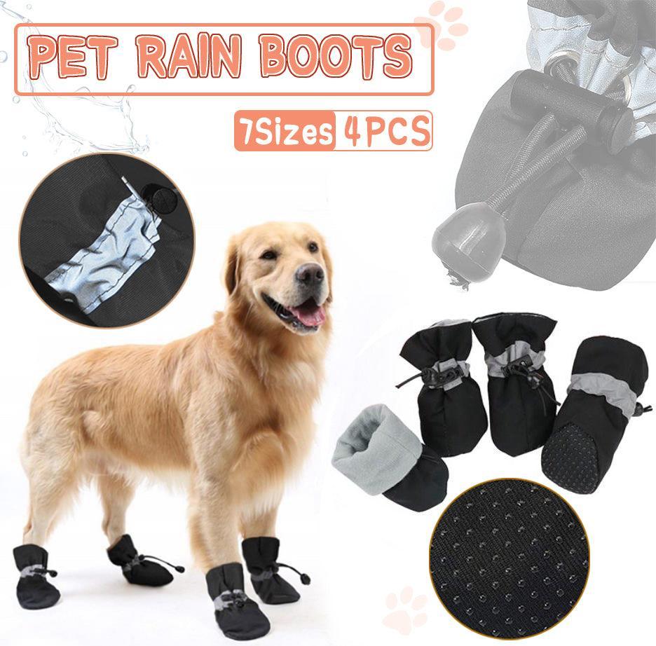 Set Anti Slip Waterproof Protective Dog Shoes Rain Boots Pet Socks Booties 4Pcs - S