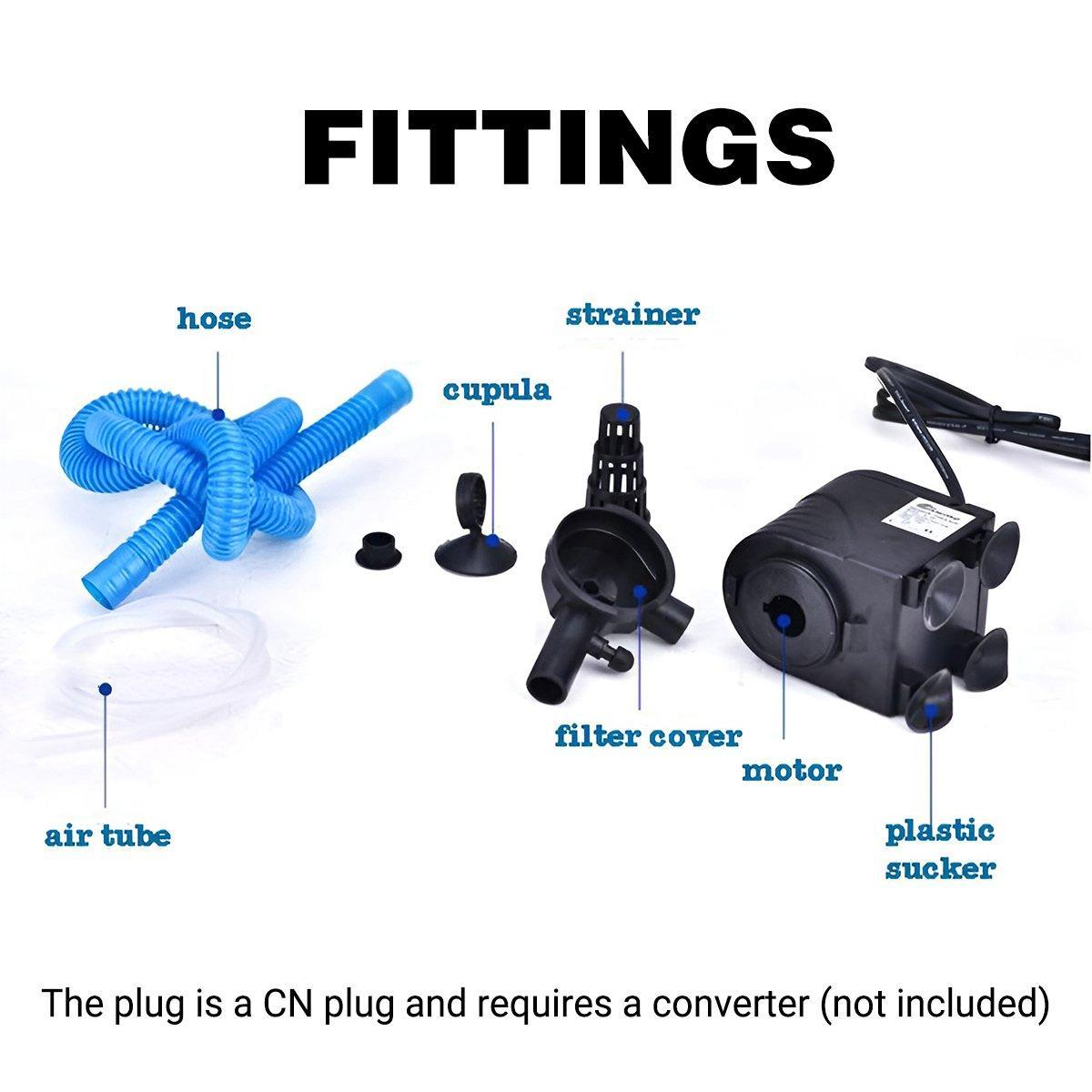 3in1 Mini Aquarium Fish Tank Filter Submersible Water Purifier Oxygen Pump - QL-320 (12W 800L/H)