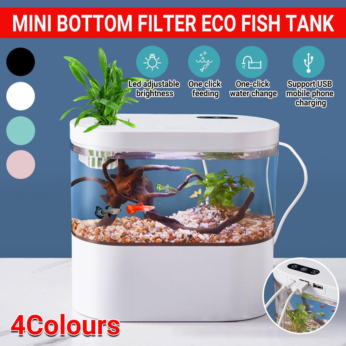 Mini Self-Circulating Desktop Fish Tank Eco-Friendly Creative Aquarium for Home - Blue