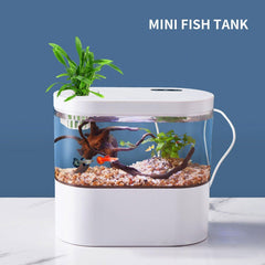 Mini Self-Circulating Desktop Fish Tank Eco-Friendly Creative Aquarium for Home - Blue