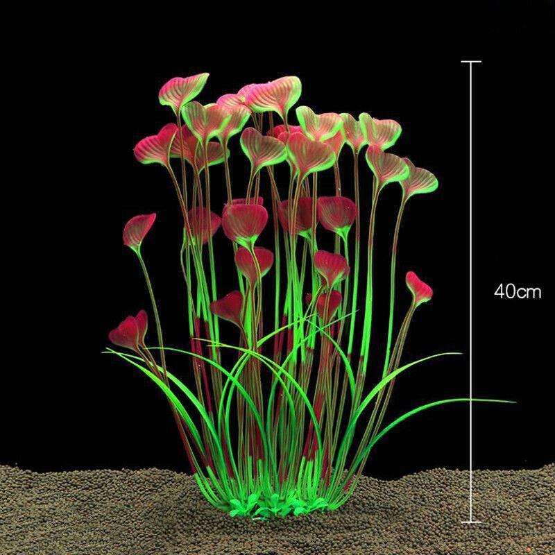 Aquarium 40cm Artificial Simulation Water Plants Fish Tank Plant Grass Decor - Green