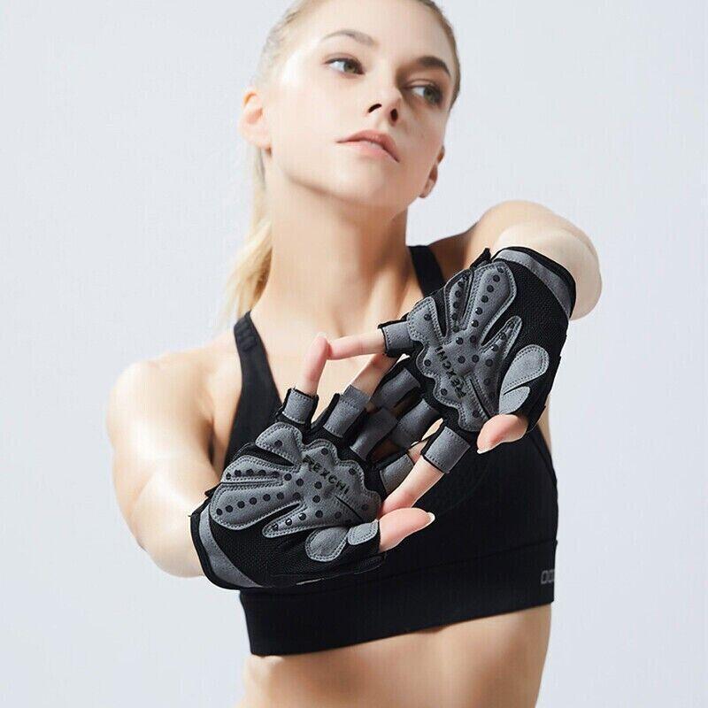 L Size Women Fitness Gym Training Gloves Half Finger Gel Weight Lifting Workout Gloves - Black