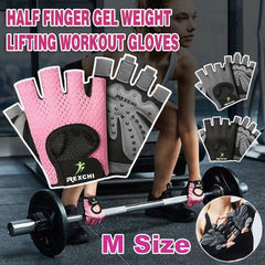 M Size Women Fitness Gym Training Gloves Half Finger Gel Weight Lifting Workout Gloves - Grey