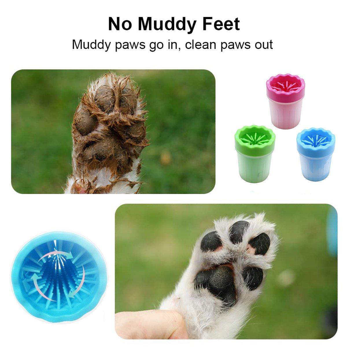 Dog Paw Cleaner Pet cat Foot Washer Cup Feet Clean Brush Cleaning Paws Wash Tool - Green