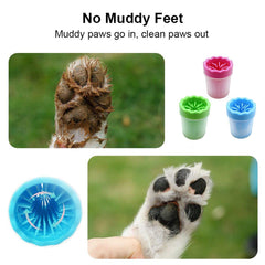 Dog Paw Cleaner Pet cat Foot Washer Cup Feet Clean Brush Cleaning Paws Wash Tool - Red
