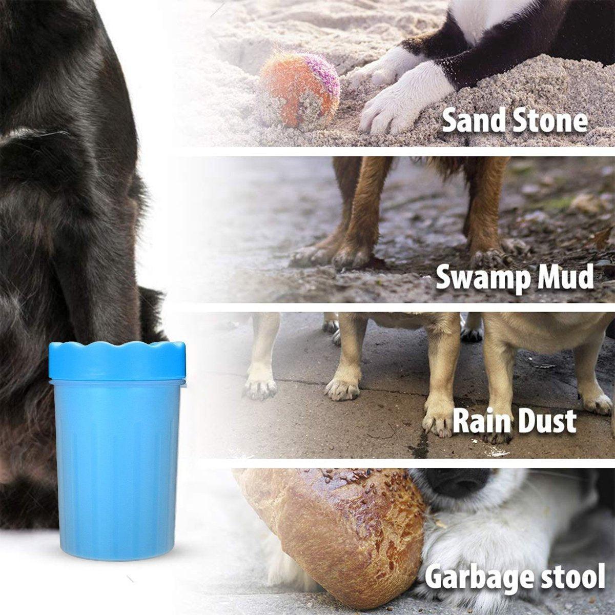 Dog Paw Cleaner Pet cat Foot Washer Cup Feet Clean Brush Cleaning Paws Wash Tool - Red