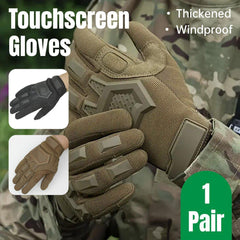 Tactical Full Finger Motorcycle Training Touchscreen Outdoor Sports Gloves - Khaki-XL