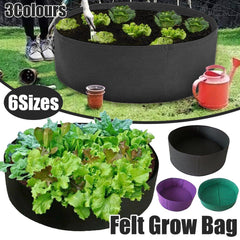 5x Felt Planting Bag Round Vegetable Garden Flower Seedling Grow Bags for Plants - Black-50*20cm