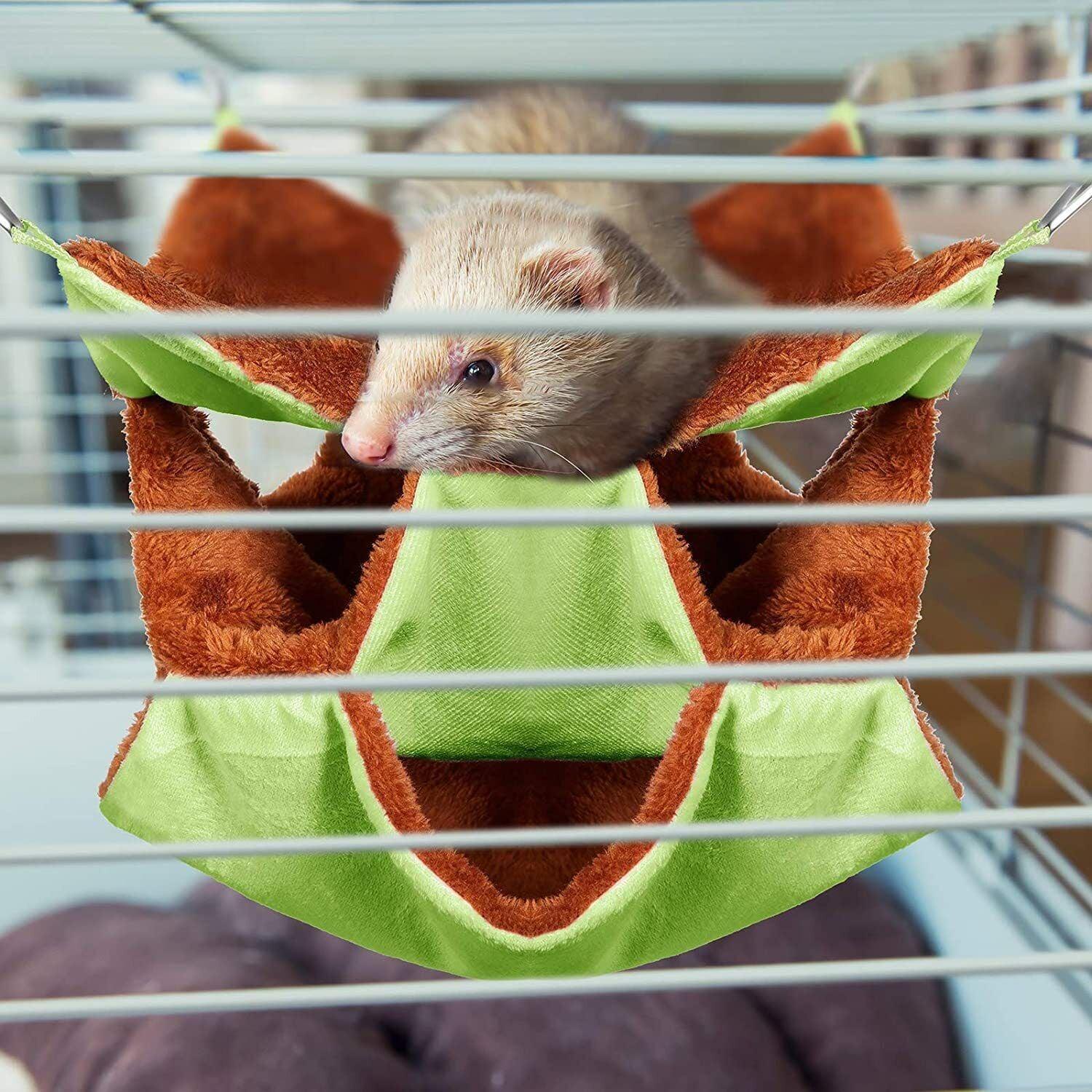 Hanging Hammock Nest Bed for Hamster Guinea Pig Ferret Rat Mice Cage Warmer Toy - Green Rabbit