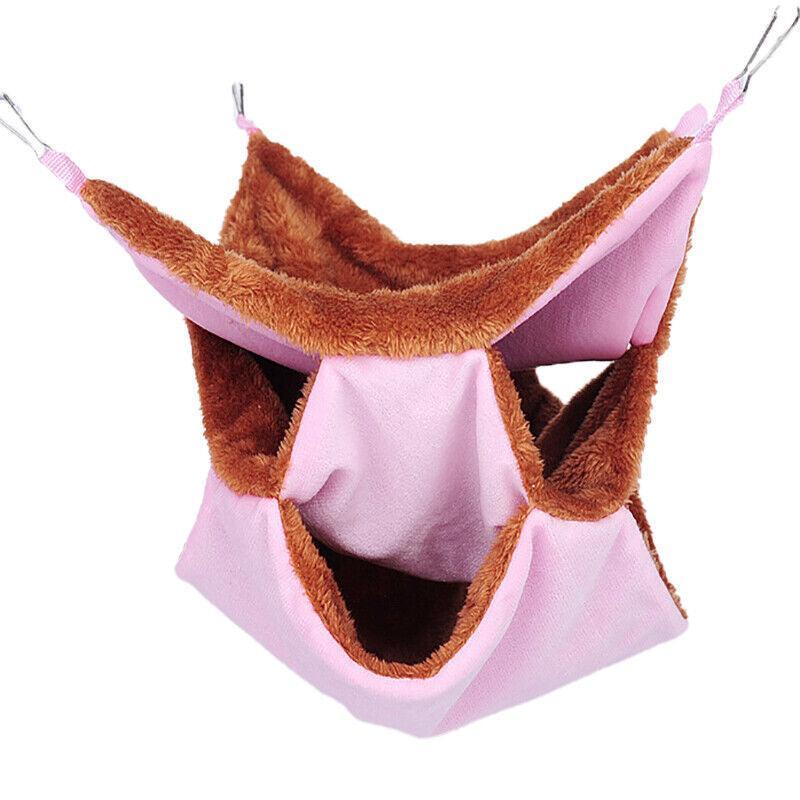Hanging Hammock Nest Bed for Hamster Guinea Pig Ferret Rat Mice Cage Warmer Toy - Pink Rabbit