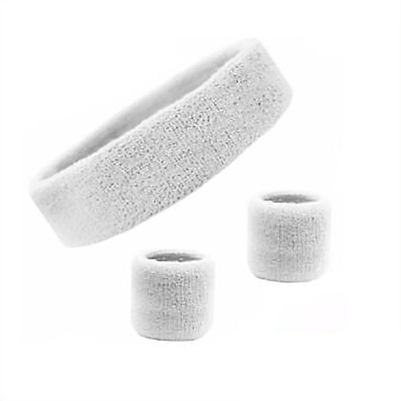 Wristbands Headband Sweatbands Sweat Band For Sport Tennis Badminton Yoga Cotton - Black