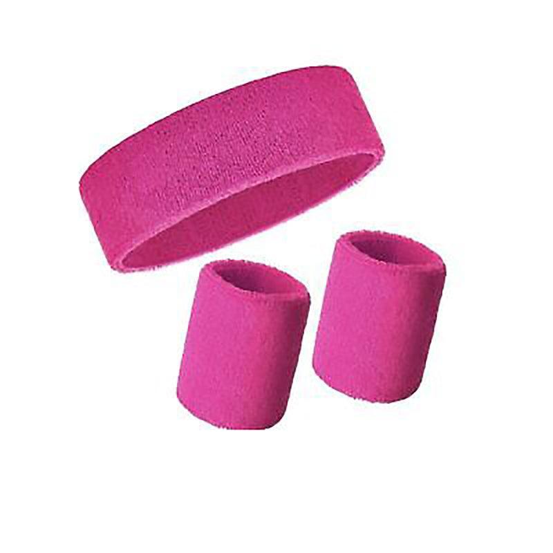 Wristbands Headband Sweatbands Sweat Band For Sport Tennis Badminton Yoga Cotton - Black