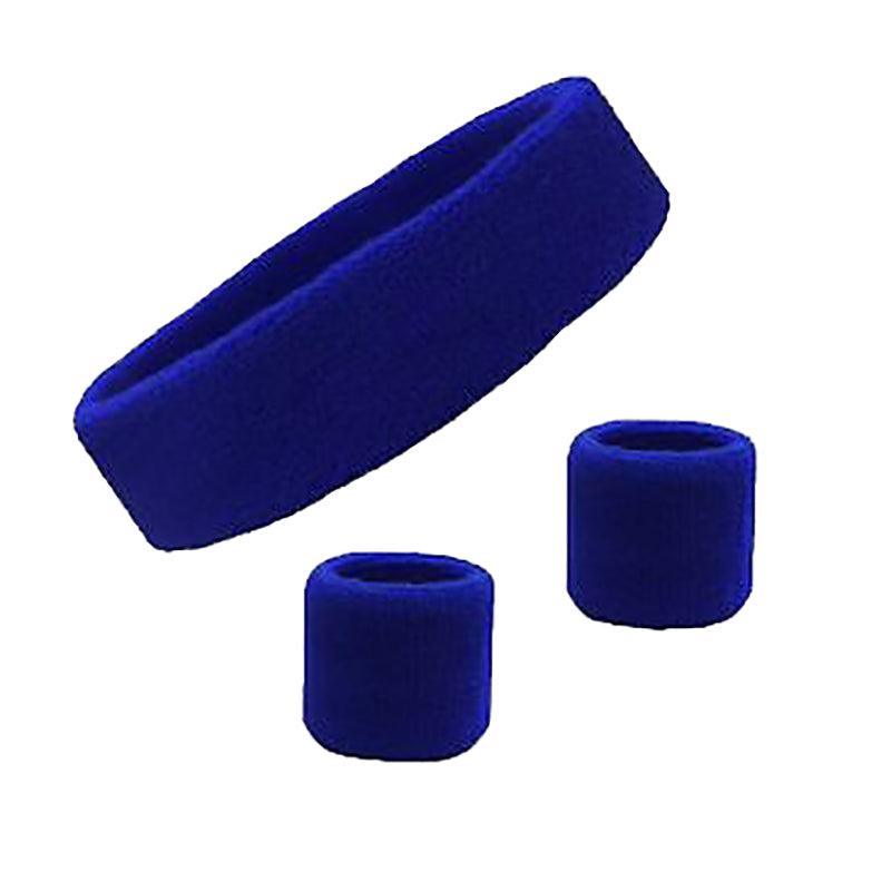 Wristbands Headband Sweatbands Sweat Band For Sport Tennis Badminton Yoga Cotton - Lake Blue