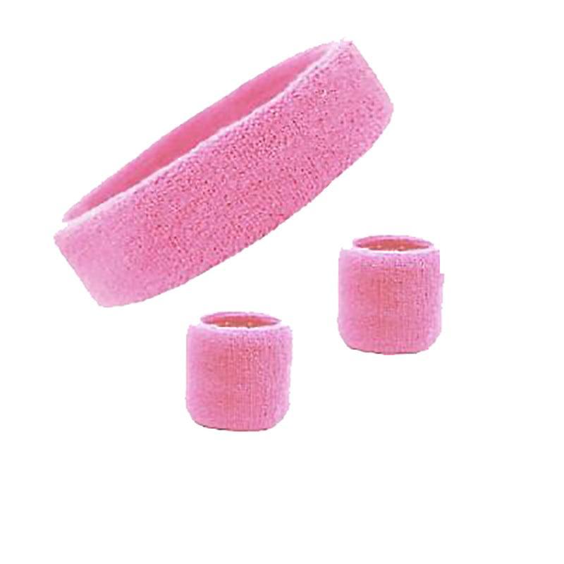 Wristbands Headband Sweatbands Sweat Band For Sport Tennis Badminton Yoga Cotton - Light Pink