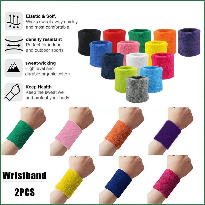 Wristbands Headband Sweatbands Sweat Band For Sport Tennis Badminton Yoga Cotton - White